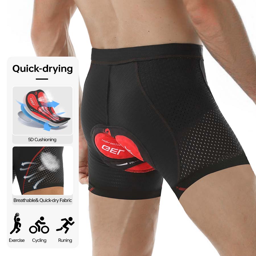 Mountain Biking Underwear - X-TIGER ผู้ชายชุดชั้นในขี่จักรยานกางเกงขาสั้น 5D เบาะ Breathable Anti-SLIP