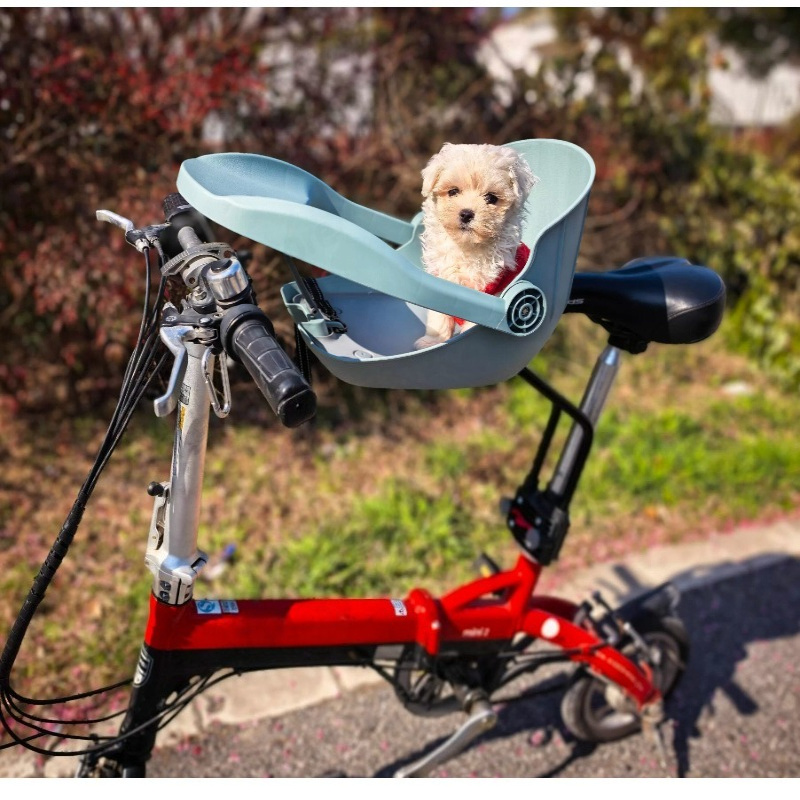 Mountain Biking With Dog - ตะกร้าจักรยานแบบพับได้สำหรับสัตว์เลี้ยง ตะกร้าหน้าสำหรับจักรยานเสือภูเขา จักรยานผู้หญิง ที่นั่งสุนัขขนาดเล็ก กล่องเดินทางสำหรับแมว