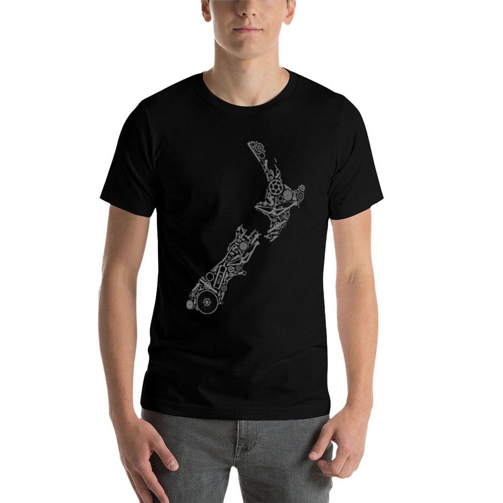 นิวซีแลนด์ - เสื้อยืดสีเทา ลาย - Mountain Biking New Zealand บทวิจารณ์และราคา